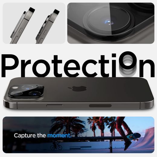 Захисне скло для камери Spigen Camera Lens Screen Protector GlasTR Optik Black для iPhone 15 Pro | iPhone 15 Pro Max | iPhone 14 Pro | 14 Pro Max (AGL05273)