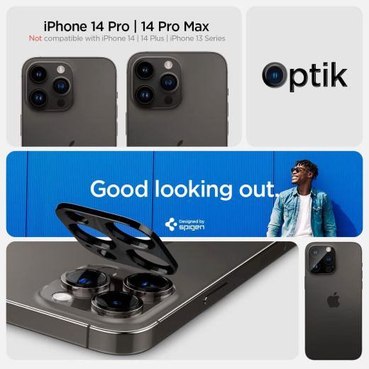Защитное стекло для камеры Spigen Camera Lens Screen Protector GlasTR Optik Black для iPhone 15 Pro Max | iPhone 15 Pro | iPhone 14 Pro | 14 Pro Max (AGL05273)
