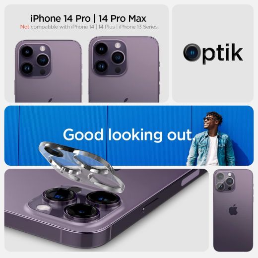 Захисне скло для камери Spigen Camera Lens Screen Protector GlasTR Optik Clear для iPhone 15 Pro | iPhone 15 Pro Max | iPhone 14 Pro | 14 Pro Max (AGL05761)