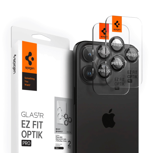 Защитное стекло для камеры Spigen Optik Pro Lens Protector Black для iPhone 15 Pro | iPhone 15 Pro Max | iPhone 14 Pro | 14 Pro Max (AGL05205)