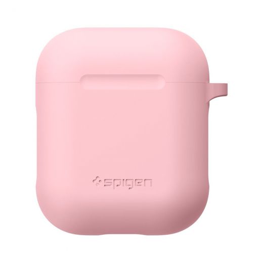 Чехол Spigen Silicone Case Pink с карабином для AirPods