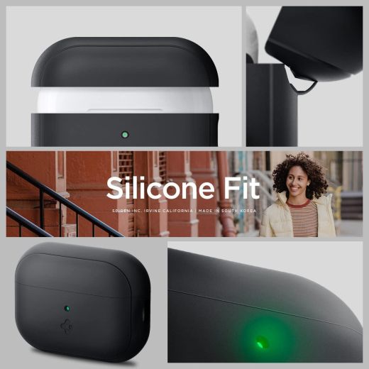 Силиконовый чехол Spigen Silicone Fit Black/Black для Apple AirPods Pro (2 поколение) (ACS05479)