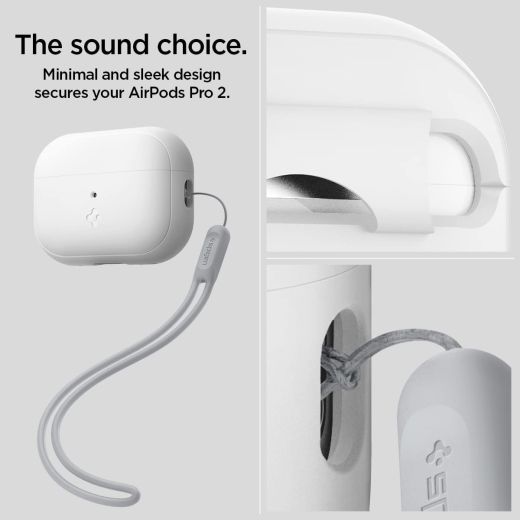 Силиконовый чехол Spigen Silicone Fit White/Gray для Apple AirPods Pro (2 поколение) (ACS05811)