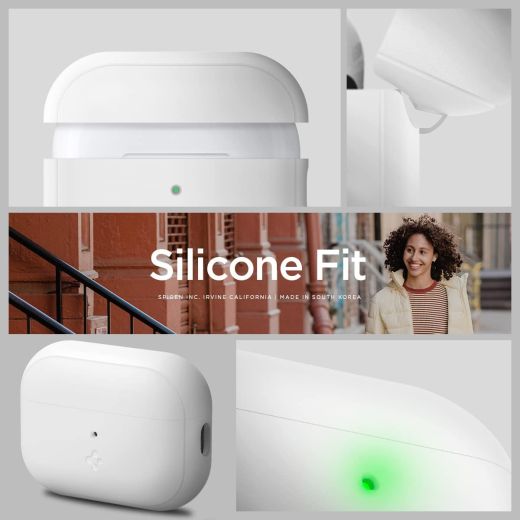 Силіконовий чохол Spigen Silicone Fit White/Gray для Apple AirPods Pro (2 покоління) (ACS05811)