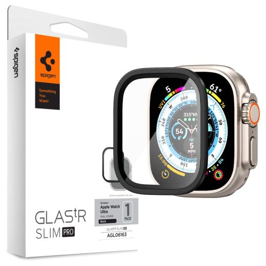 Защитное стекло Spigen Screen Protector Glas.tR Slim Pro Black для Apple Watch Ultra | Ultra 2 49mm (AGL06163)