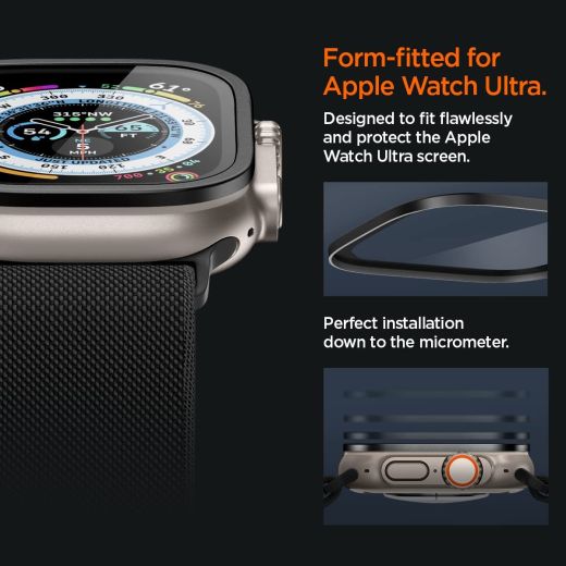 Захисне скло Spigen Screen Protector Glas.tR Slim Pro Black для Apple Watch Ultra | Ultra 2 49mm (AGL06163)