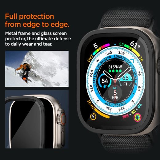 Защитное стекло Spigen Screen Protector Glas.tR Slim Pro Black для Apple Watch Ultra | Ultra 2 49mm (AGL06163)