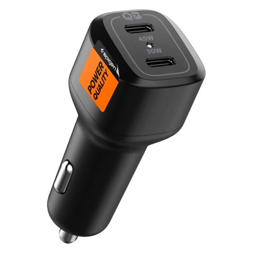 Автомобільна зарядка Spigen USB-C Car Charger 75W Dual Ports PPS 45W | PD 30W Black (ACP04581)