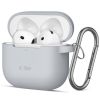 Силиконовый чехол с карабином Tech-Protect Silicone Hook Crayon Grey для AirPods 4 (2024)
