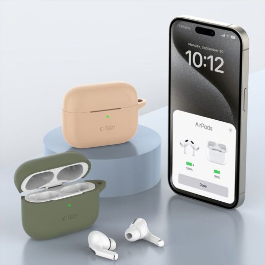 Силіконовий чохол з карабіном Tech-Protect Silicone Hook Olive Green для AirPods Pro 1 | 2