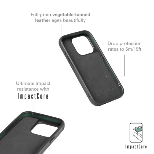 Кожаный чехол Mujjo Shield Case Black для iPhone 15 Pro Max