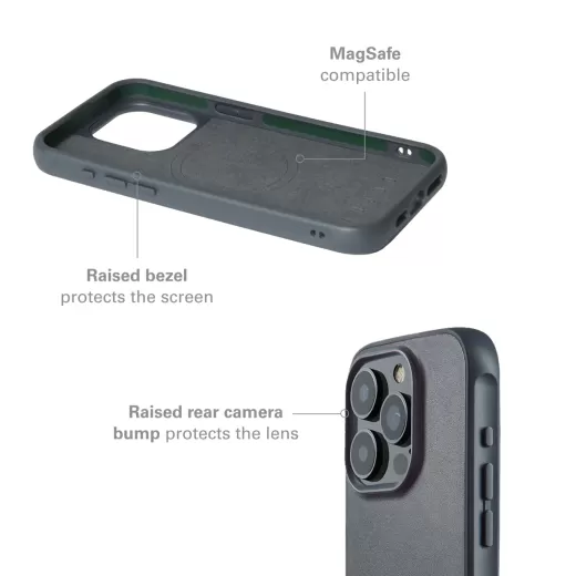 Кожаный чехол Mujjo Shield Case Steel Blue для iPhone 15 Pro Max
