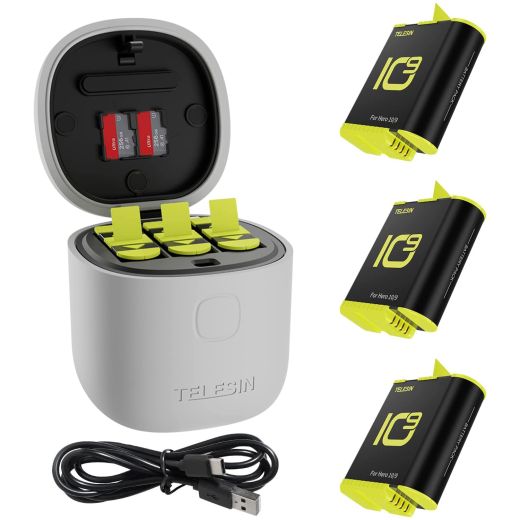 Акумулятори TELESIN Batteries and Allin Box USB Charger with SD Card Reader для GoPro Hero 10 | Hero 11