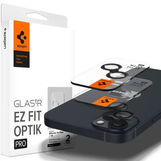 Защитное стекло для камеры Spigen Optik Pro Lens Protector Black (2 Pack) для iPhone 15 | 15 Plus | 14 | 14 Plus (AGL05213)
