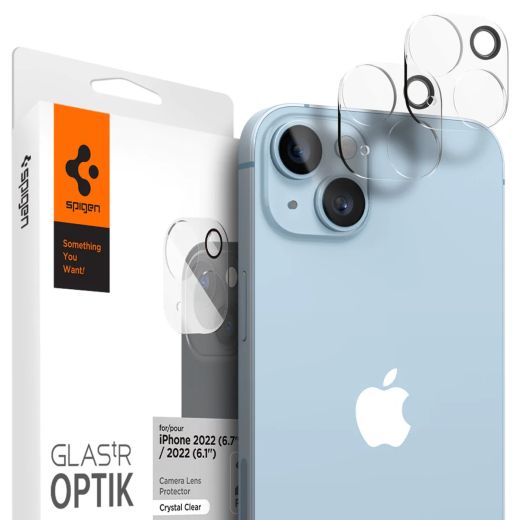 Защитное стекло для камеры Spigen Optik Lens Protector Crystal Clear для iPhone 15 | 15 Plus | 14 | 14 Plus (AGL05229)