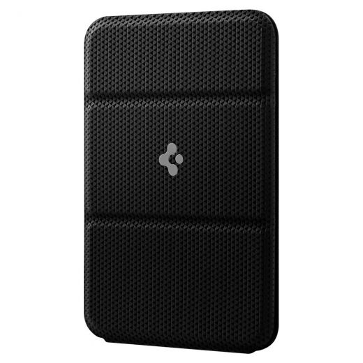 Кожаный чехол-бумажник с подставкой Spigen MagSafe Card Holder Smart Fold Wallet Black для iPhone 12 mini | 12 | 12 Pro | 12 Pro Max (AMP02746)