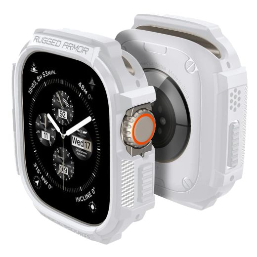 Противоударный чехол Spigen Rugged Armor White для Apple Watch Ultra | Ultra 2 49mm (ACS07384)