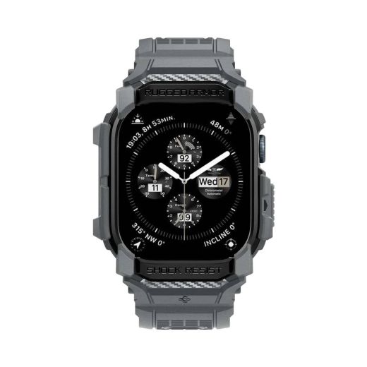 Протиударний чохол з ремінцем Spigen Rugged Armor Pro Dark Gray для Apple Watch Series 10 (2024) 46мм (ACS08605)