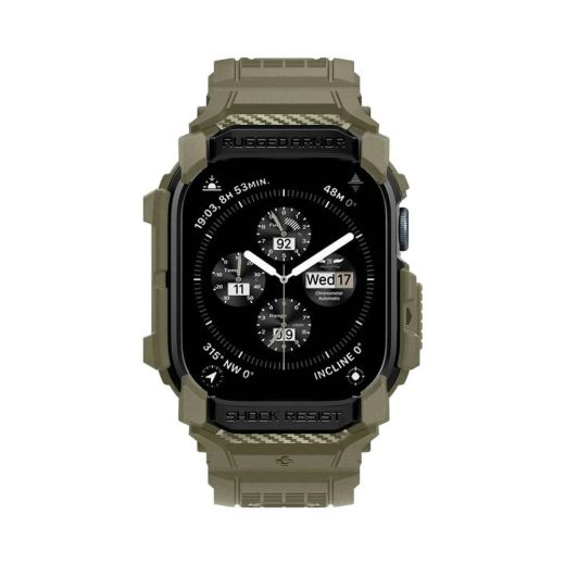 Протиударний чохол з ремінцем Spigen Rugged Armor Pro Vintage Khaki для Apple Watch Series 10 (2024) 46мм (ACS08608)