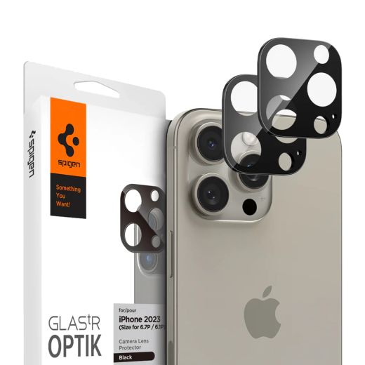 Захисне скло для камери Spigen Optik Lens Protector Black для iPhone 15 Pro | iPhone 15 Pro Max (AGL06913)