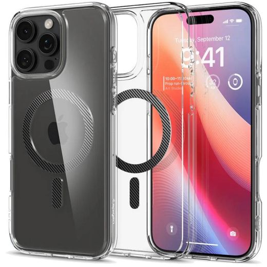 Прозрачный чехол Spigen Ultra Hybrid MagSafe Carbon Fiber для iPhone 16 Pro Max (ACS08000)