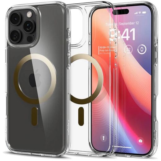 Прозрачный чехол Spigen Ultra Hybrid MagSafe Gold для iPhone 16 Pro (ACS08132)