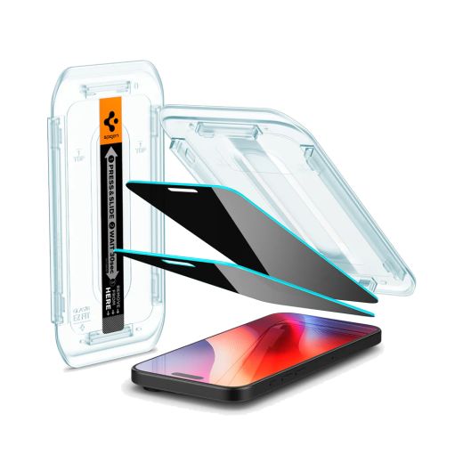Защитное стекло антишпион Spigen Glass tR EZ Fit Privacy (2 шт.) для iPhone 16 Pro Max (AGL07908)