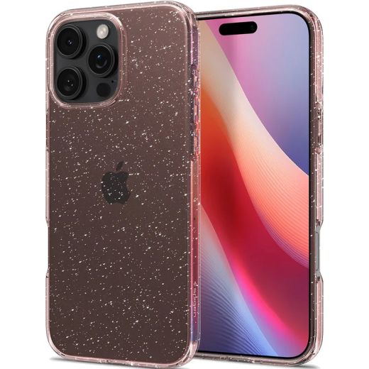 Прозорий чохол Spigen Liquid Crystal Glitter Rose Quartz для iPhone 16 Pro