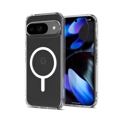 Прозрачный чехол Spigen Ultra Hybrid Metal Ring (MagFit) White для Pixel 9 Pro (ACS07686)