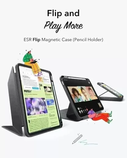 Чехол ESR Flip Magnetic Case with Pencil Holder Light Purple для iPad 11'' (2025) | iPad 10.9 (2022)