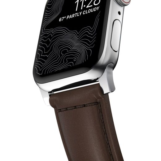 Шкіряний ремінець Nomad Traditional Band Rustic Brown Leather / Silver Hardware для Apple Watch 49мм | 45мм | 44мм (NM1A4RST00)