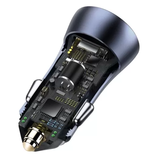 Автомобильное зарядное устройство с кабелем Baseus Golden Contactor Pro Dual Car Charger U+C 40W (With Cable Type-C/ iP 1m) Dark Grey (TZCCJD-B0G)