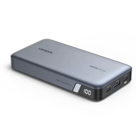 Павербанк (Зовнішній акумулятор) Ugreen 145W | 25000mAh Power Bank for Laptop-3 Ports Space Grey
