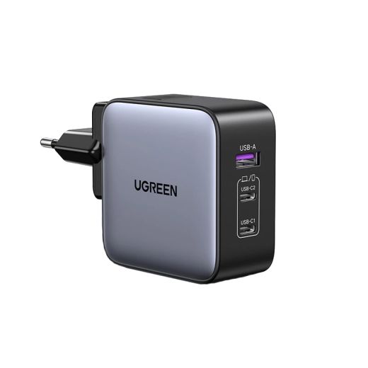 Сетевое зарядное устройство Ugreen 65W Nexode GaN USB C 3-Port Charger With US/UK/EU вилка для путешествий (90409)
