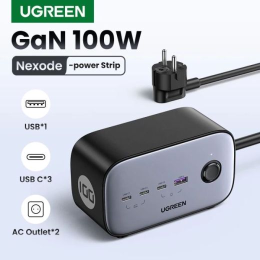 Мережевий зарядний пристрій Ugreen 100W USB C DigiNest Pro Charging Station Grey