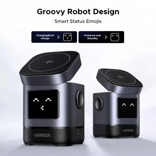 Бездротова зарядка Ugreen Uno 2 в 1 Magnetic Wireless Charger 15W