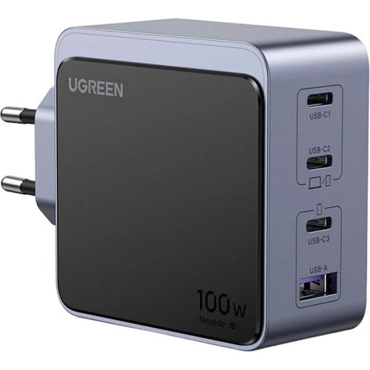 Швидка зарядка Ugreen X565 Nexode Air USB+3xUSB-C 100W GaN Tech QC4.0 PD3.0 Space Gray 