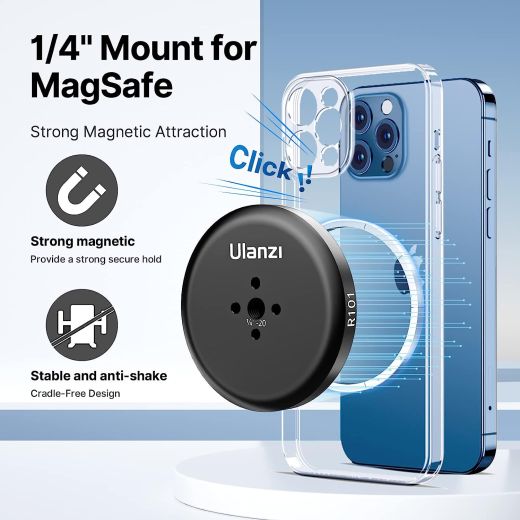 Магнитный держатель для телефона Ulanzi R101 1/4" Magnetic Tripod Black