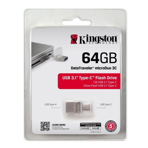Флеш-накопичувач USB-C/USB Kingston DataTraveler MicroDuo 3C 64GB (DTDUO3C/64GB)