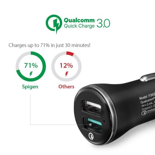Автомобільний зарядний пристрій Spigen Fast Car Charger 30W Quick Charge 3.0 (F27QC)