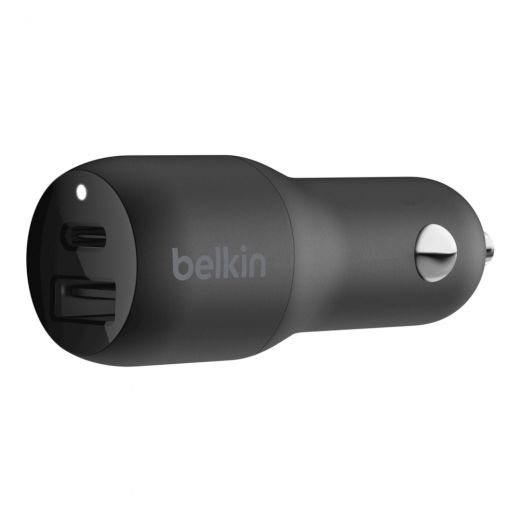 Автомобильное зарядное устройство Belkin Car Charger (18W) Power Delivery Port USB-C, (12W) USB-A, Black (F7U100btBLK)
