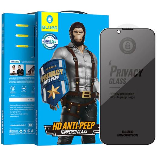Защитное стекло антишпион Blueo Full Cover Anti-Peep для iPhone 15 Pro