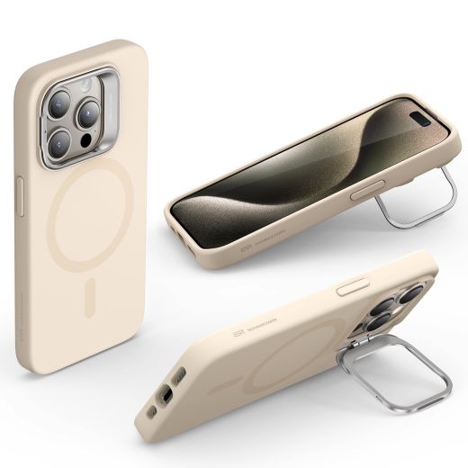 Чохол з підставкою  ESR Cloud Soft Case with Stash Stand (HaloLock) Light Tan для iPhone 15 Pro
