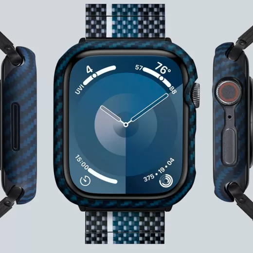 Карбоновий чохол Pitaka Air Case 600D Black/Blue (Twill) для Apple Watch 9 | 8 | 7  45mm (KW2301A)