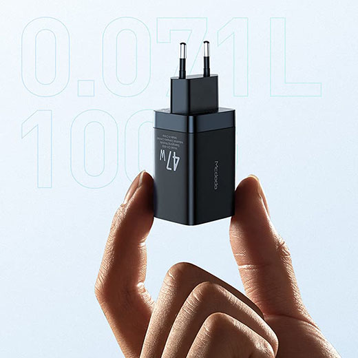 Быстрое зарядное устройство Mcdodo GaN47W Fastest Double Charger USB-C + USB-A Black